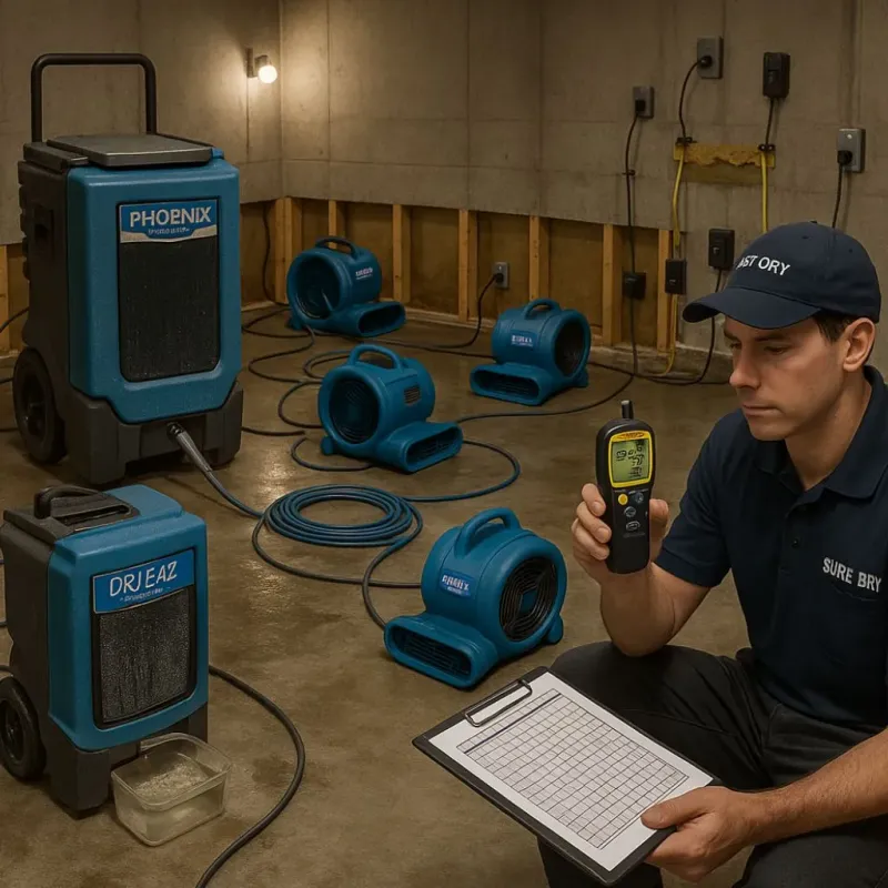 Structural Drying and Dehumidification process in Saxapahaw, NC